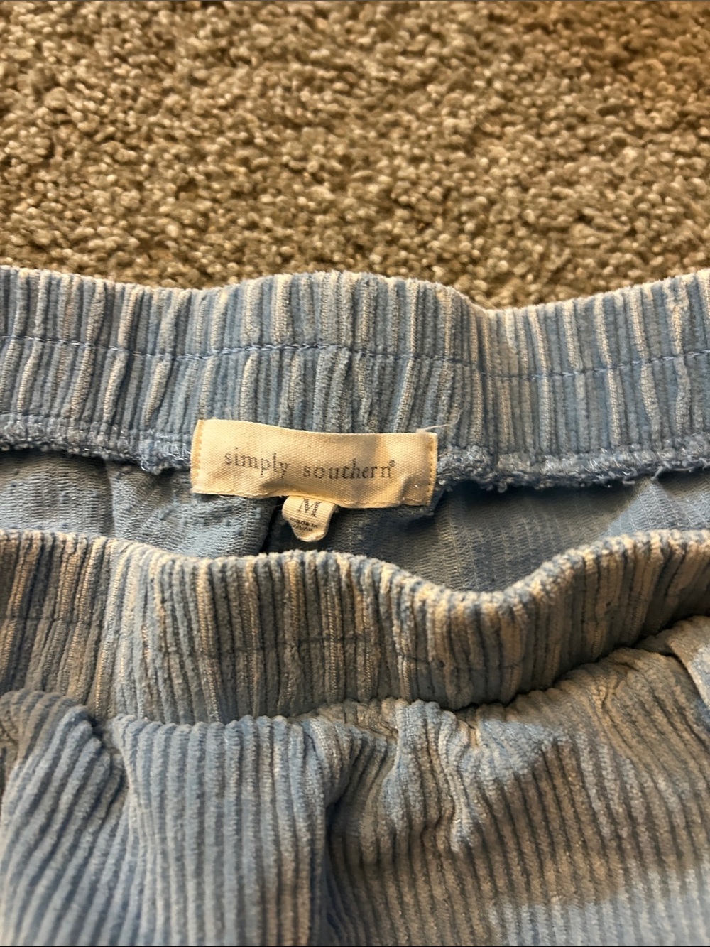 Simply Southern Pale Blue Corduroy Athletic Shorts - Picture 2 of 4